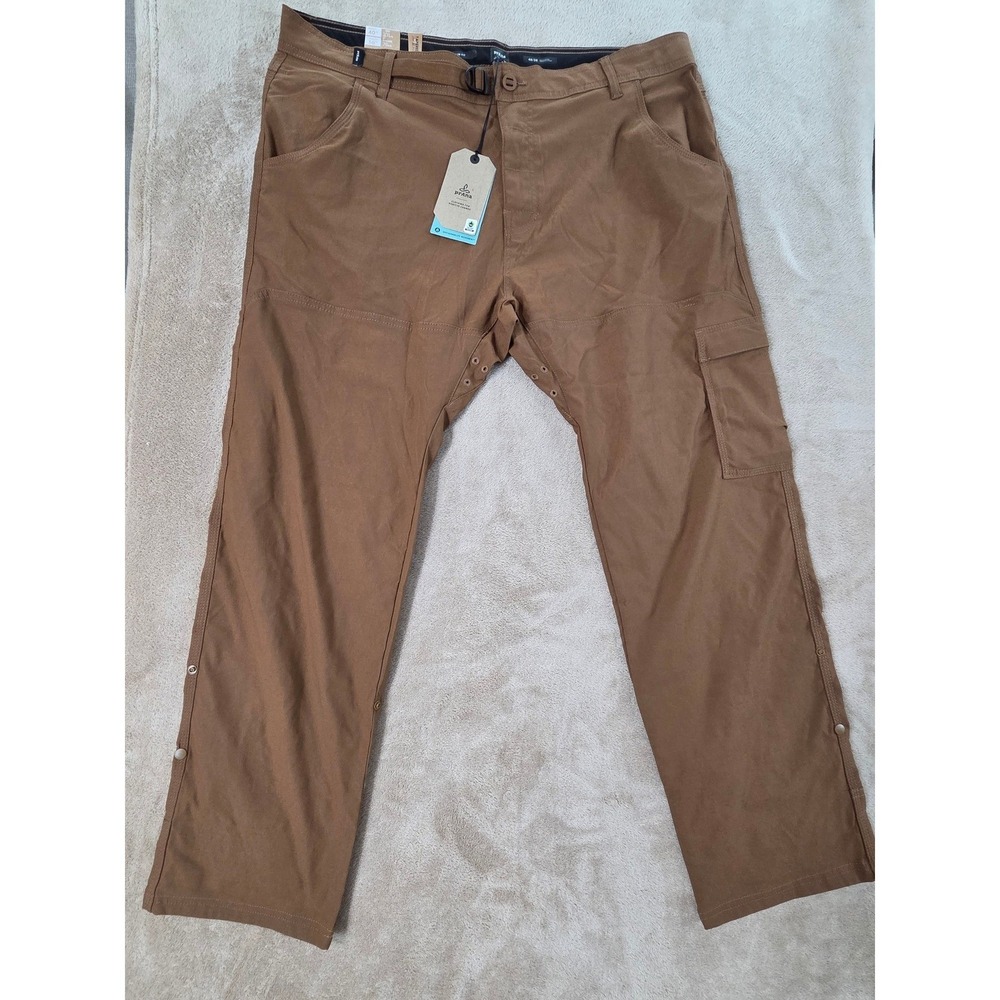 Prana Stretch Zion Slim Pant Tapered leg Men 40X30 Brown Hiking nylon‎ pants New